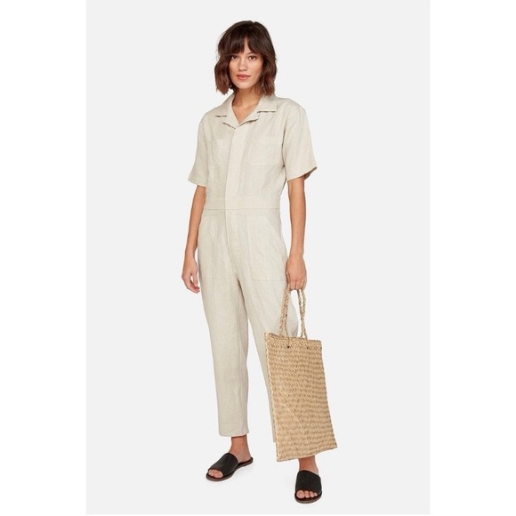 MATE the Label Linen Short Sleeve Jumpsuit Oversize S